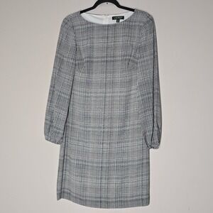 Lauren Ralph Lauren Dress Womens 4 Plaid Long Sleeve Sheath Workwear
